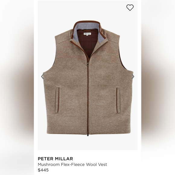 NWOT Peter Millar Mushroom Flex-Fleece Wool Vest - Picture 11 of 12